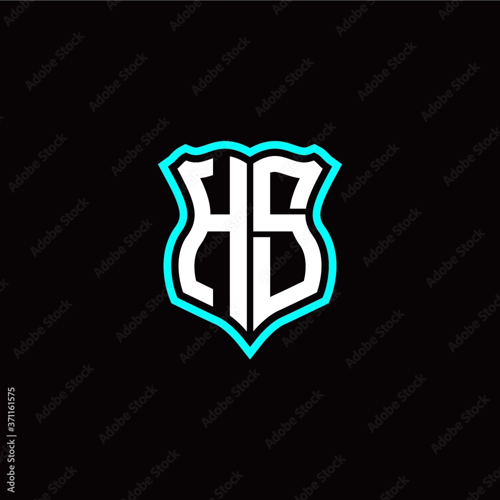 Initial H S letter with shield style logo template vector