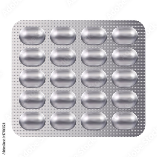 Pill pack blister. Capsule package mockup blank