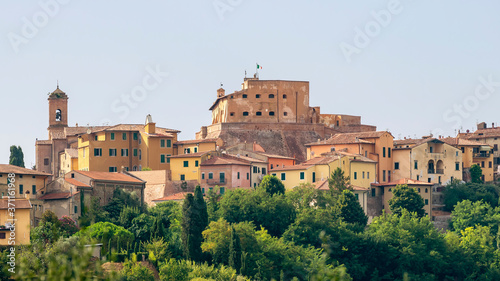Beautiful panoramic view of the picturesque Tuscan village of Lari, Pisa, Italy