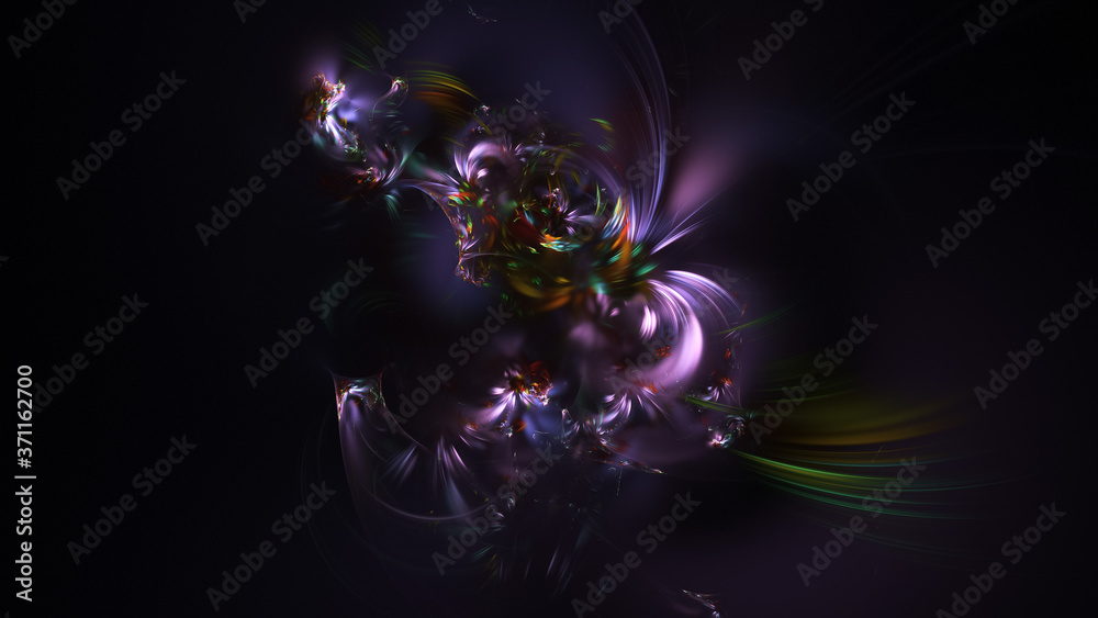 Abstract colorful pink and green glowing shapes. Fantasy light background. Digital fractal art. 3d rendering. Abstract colorful pink and green glowing shapes. Fantasy light background. Digital fractal art. 3d rendering.