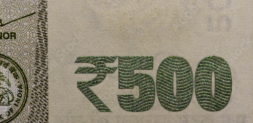 Canvastavla macro image of Indian currency 500 rupee note
