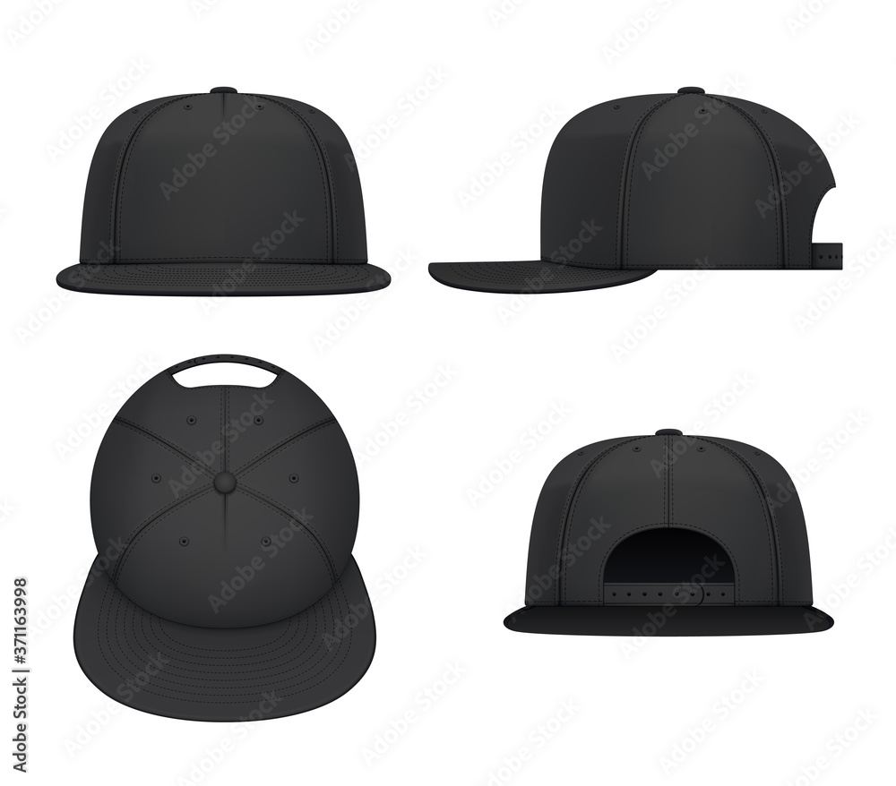 Black flat bill cap