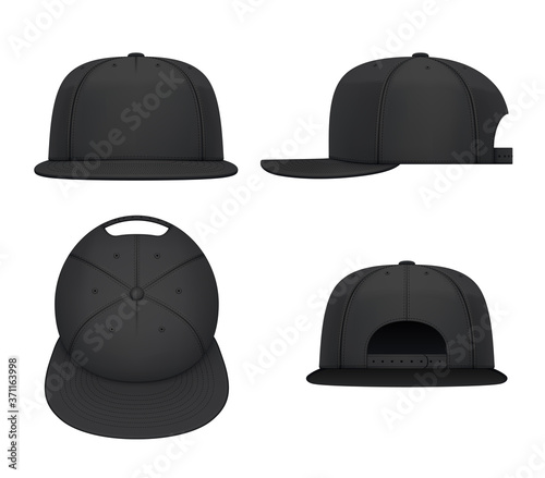 Black flat bill cap