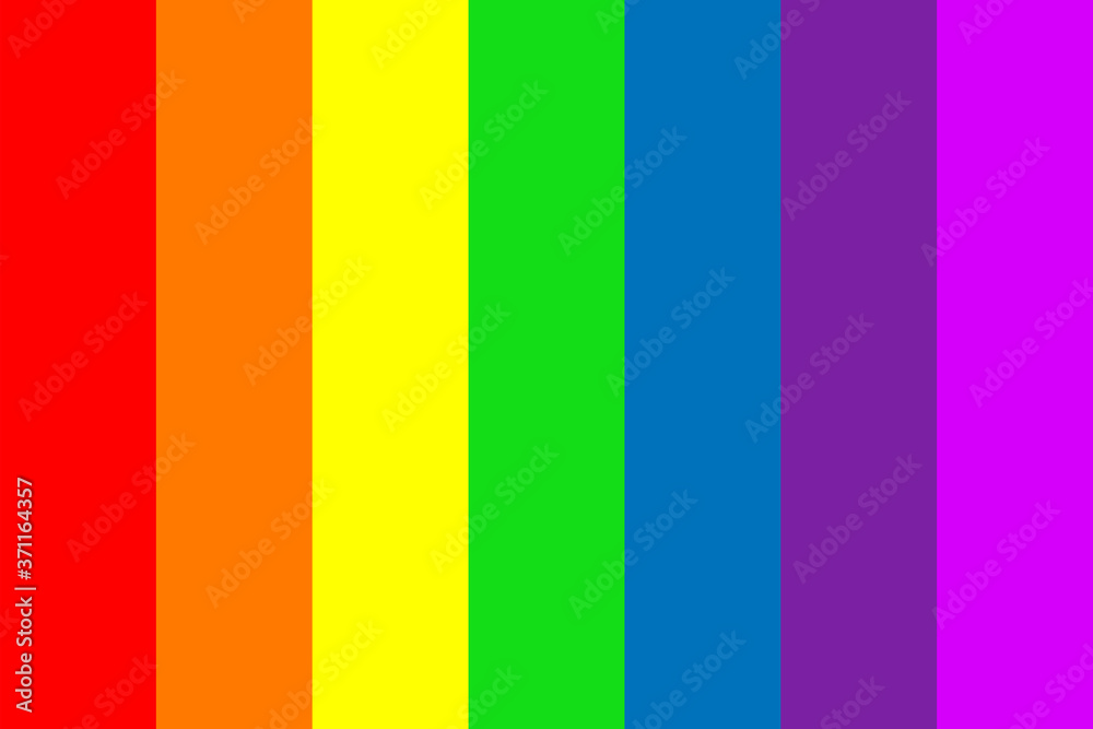 The seven primary colors of the rainbow are designed in vertical lines on horizontal frame,flat background