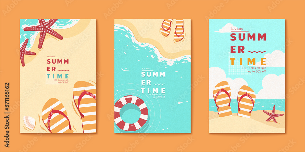 Summer time beach flyer set