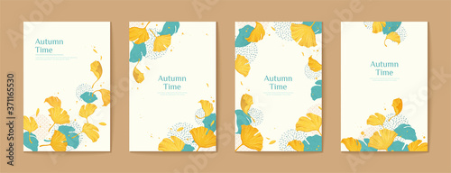 Elegant ginkgo leaves brochure set