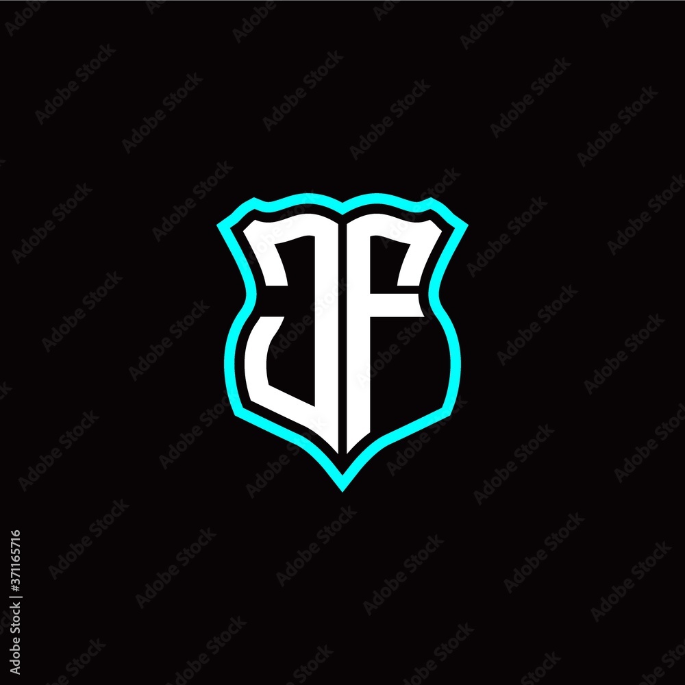 Initial J F letter with shield style logo template vector Initial J F letter with shield style logo template vector