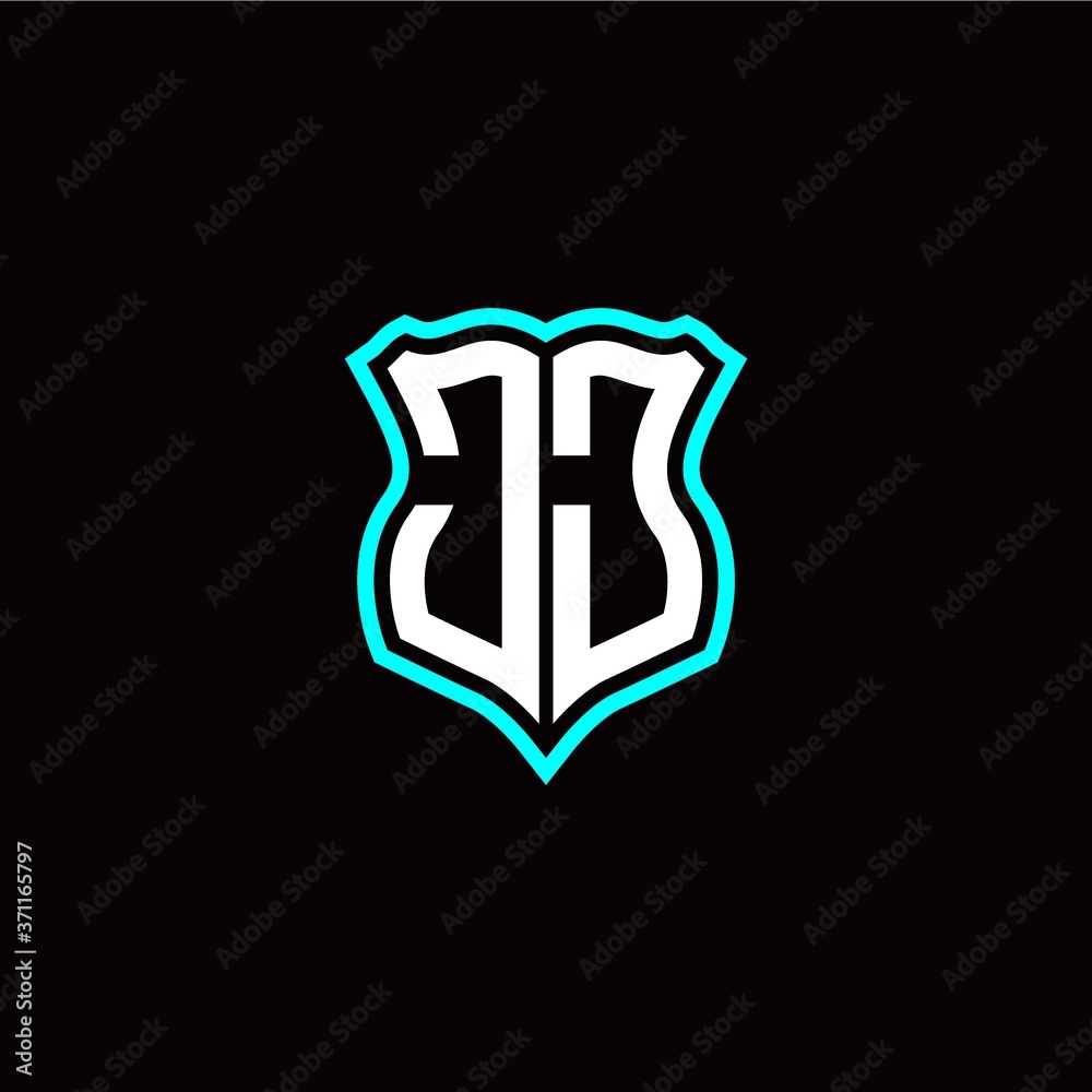 Initial J J letter with shield style logo template vector