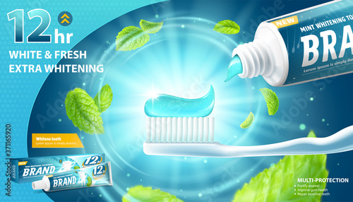 Whitening toothpaste ads with mints