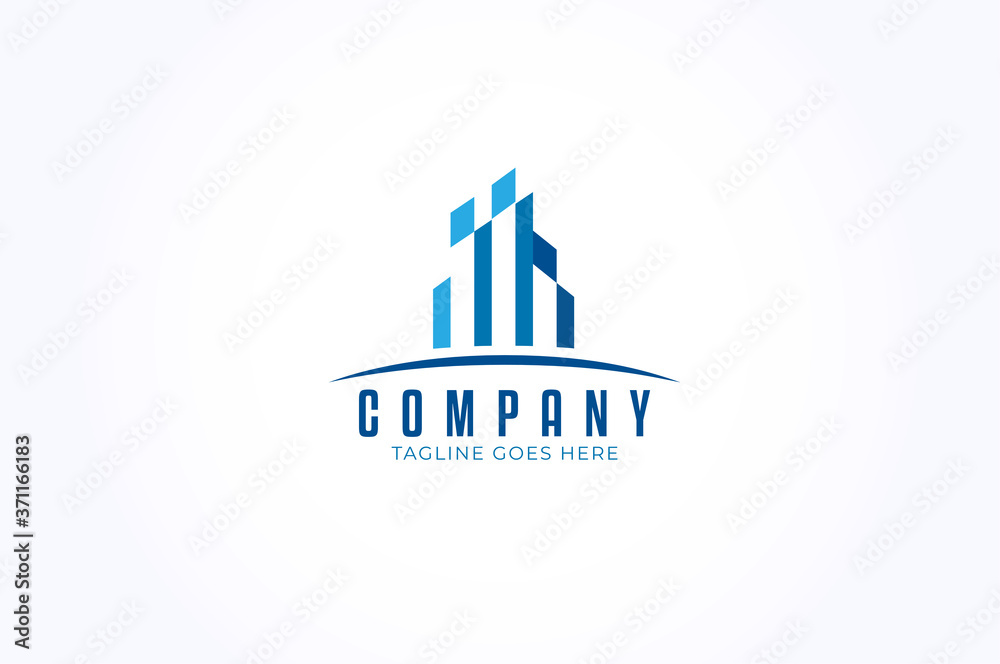 Building logo, abstract square building isolated on white background, logo design template vector illustration Building logo, abstract square building isolated on white background, logo design template vector illustration