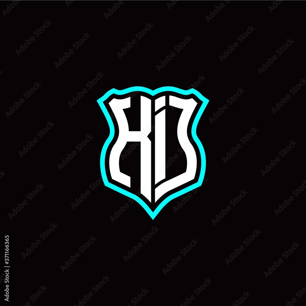 Initial K I letter with shield style logo template vector