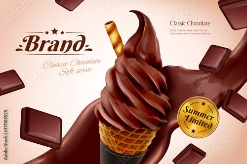 Chocolate soft serve ice cream ads