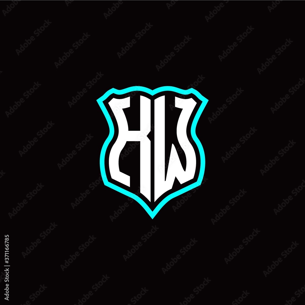 Initial K W letter with shield style logo template vector Initial K W letter with shield style logo template vector