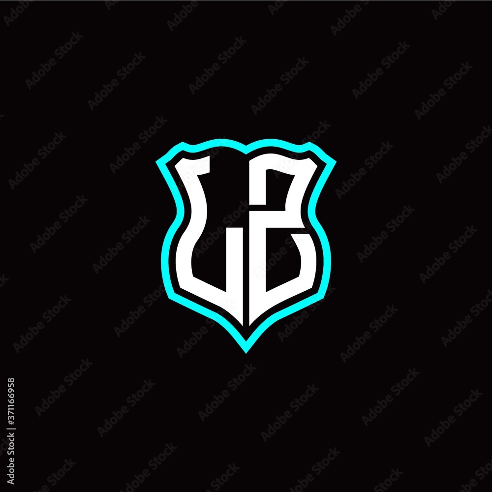 Initial L Z letter with shield style logo template vector