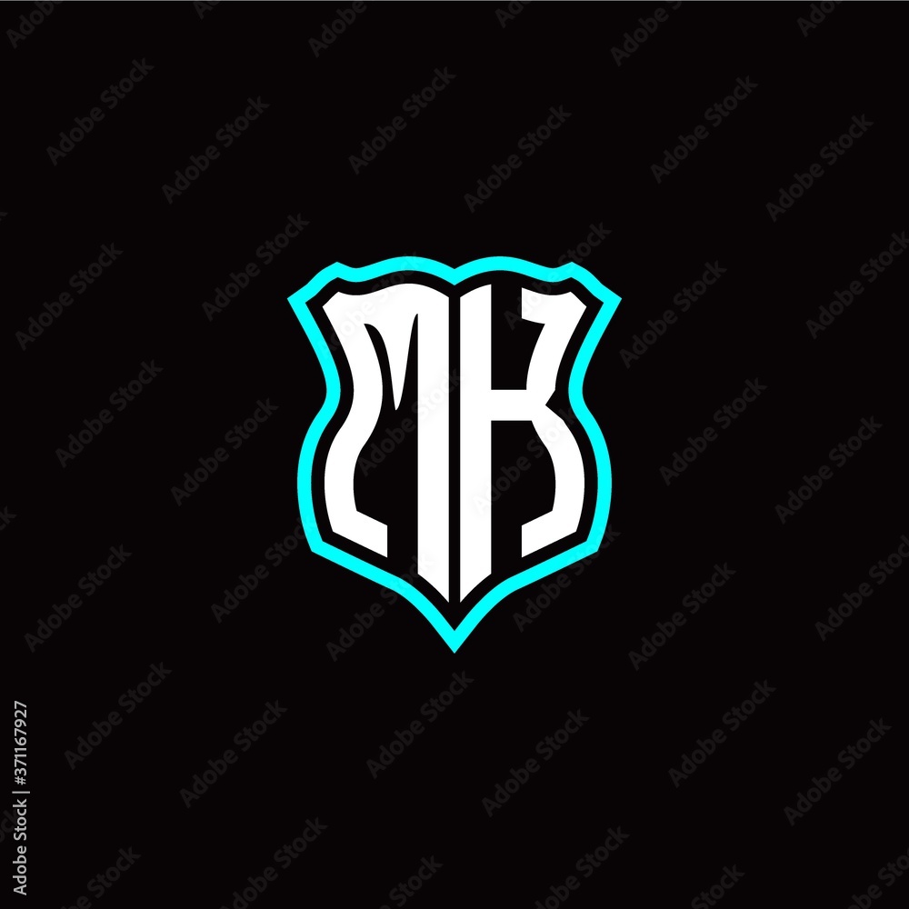 Initial M K letter with shield style logo template vector Initial M K letter with shield style logo template vector