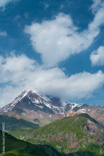Kazbegi Peak and Glacier, Kazbegi Reserve, Georgian Military Highway, Mtskheta-Mtianeti Region, Georgia, Middle East © JUAN CARLOS MUNOZ