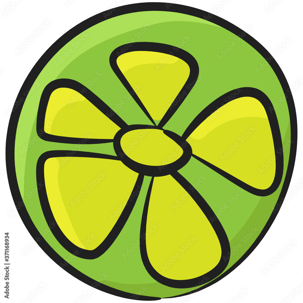 Fototapeta premium Cutted lemon slice in hand drawn style 
