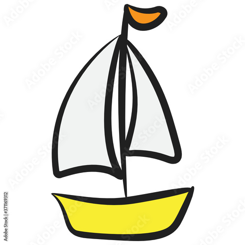 
Yacht icon in modern style, rafting equipment 
