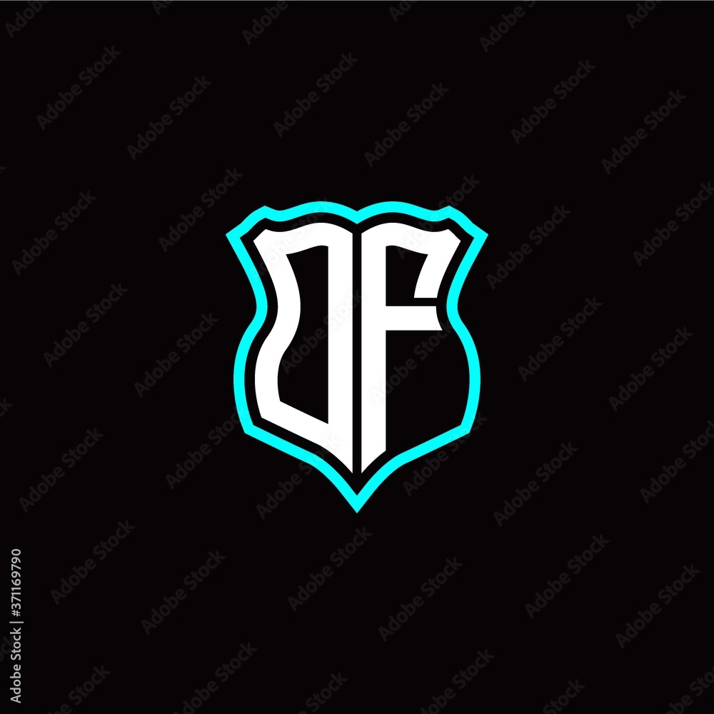 Initial O F letter with shield style logo template vector Initial O F letter with shield style logo template vector