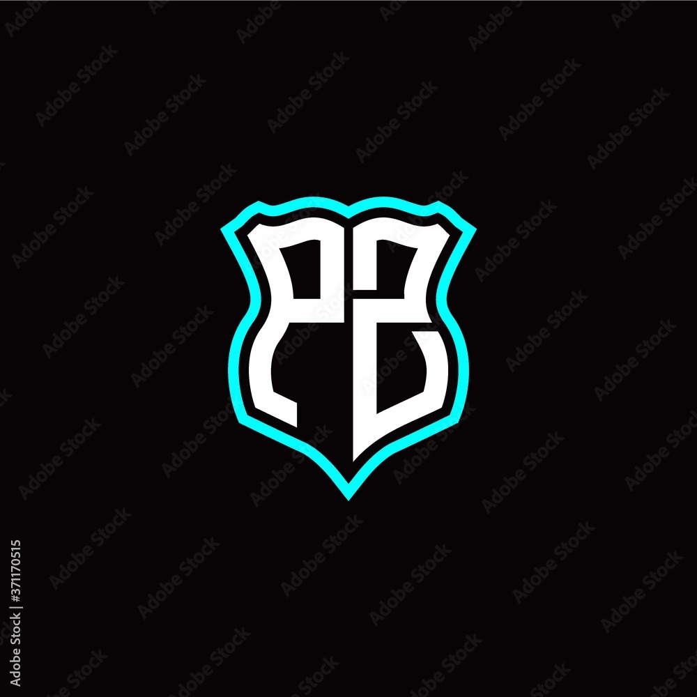Initial P Z letter with shield style logo template vector Initial P Z letter with shield style logo template vector