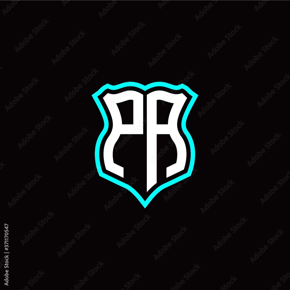 Initial P A letter with shield style logo template vector