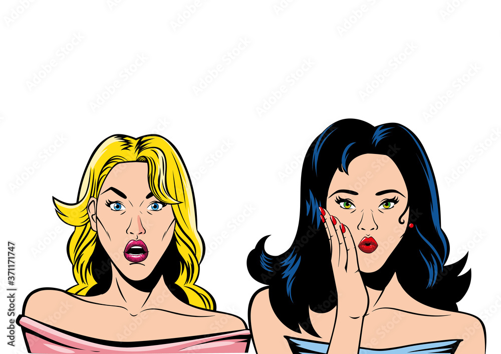 retro black hair and blond women cartoons vector design retro black hair and blond women cartoons vector design