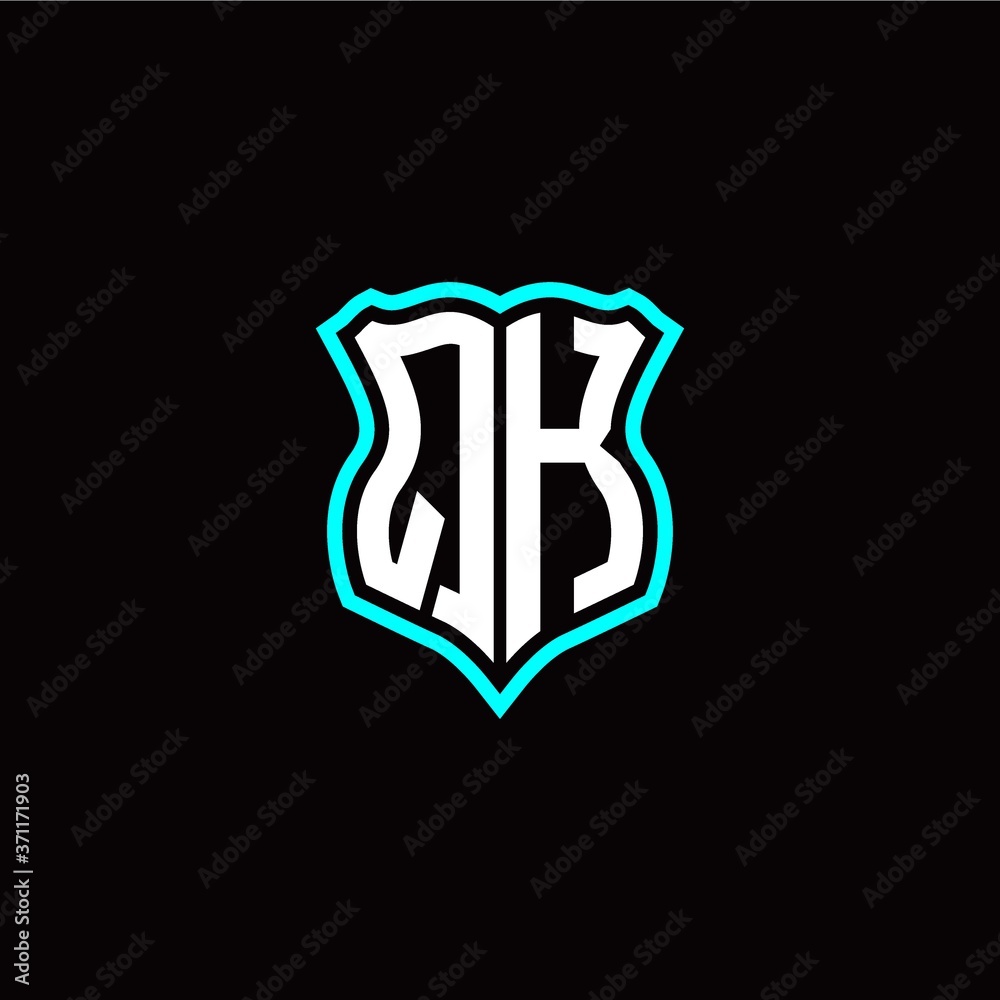 Initial Q K letter with shield style logo template vector Initial Q K letter with shield style logo template vector