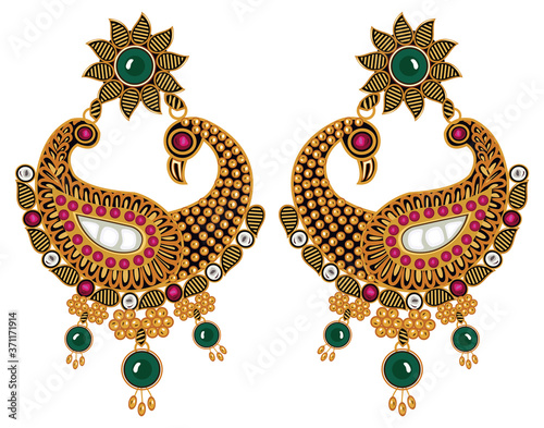 Designer jewelry ear rings with precious stones