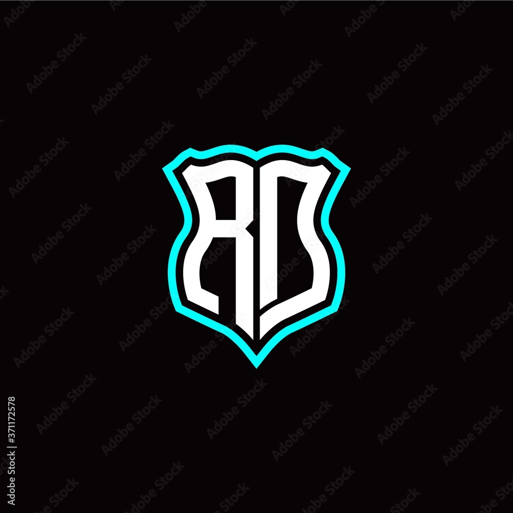 Initial R D letter with shield style logo template vector