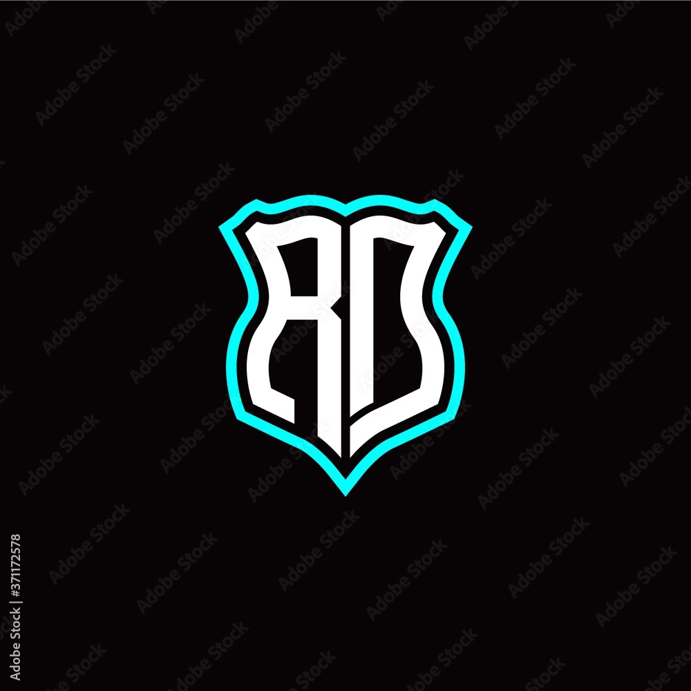 Initial R D letter with shield style logo template vector Initial R D letter with shield style logo template vector