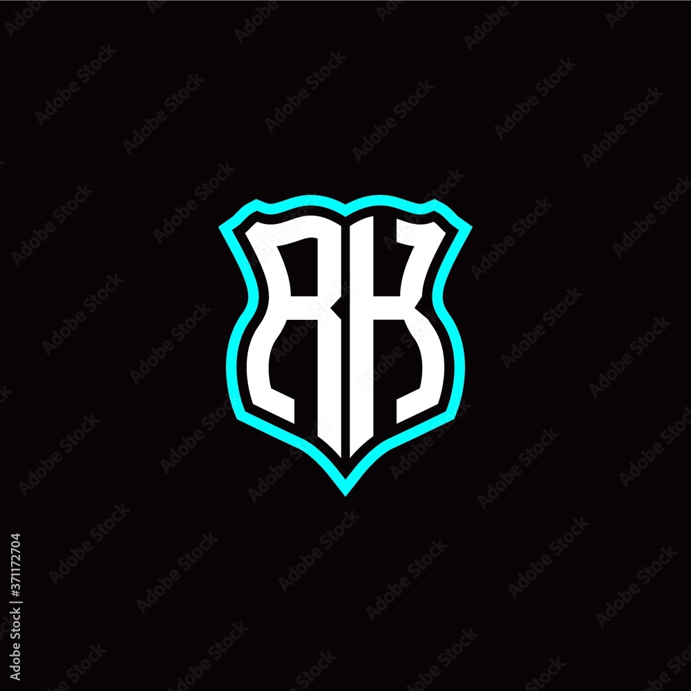 Initial R K letter with shield style logo template vector Initial R K letter with shield style logo template vector