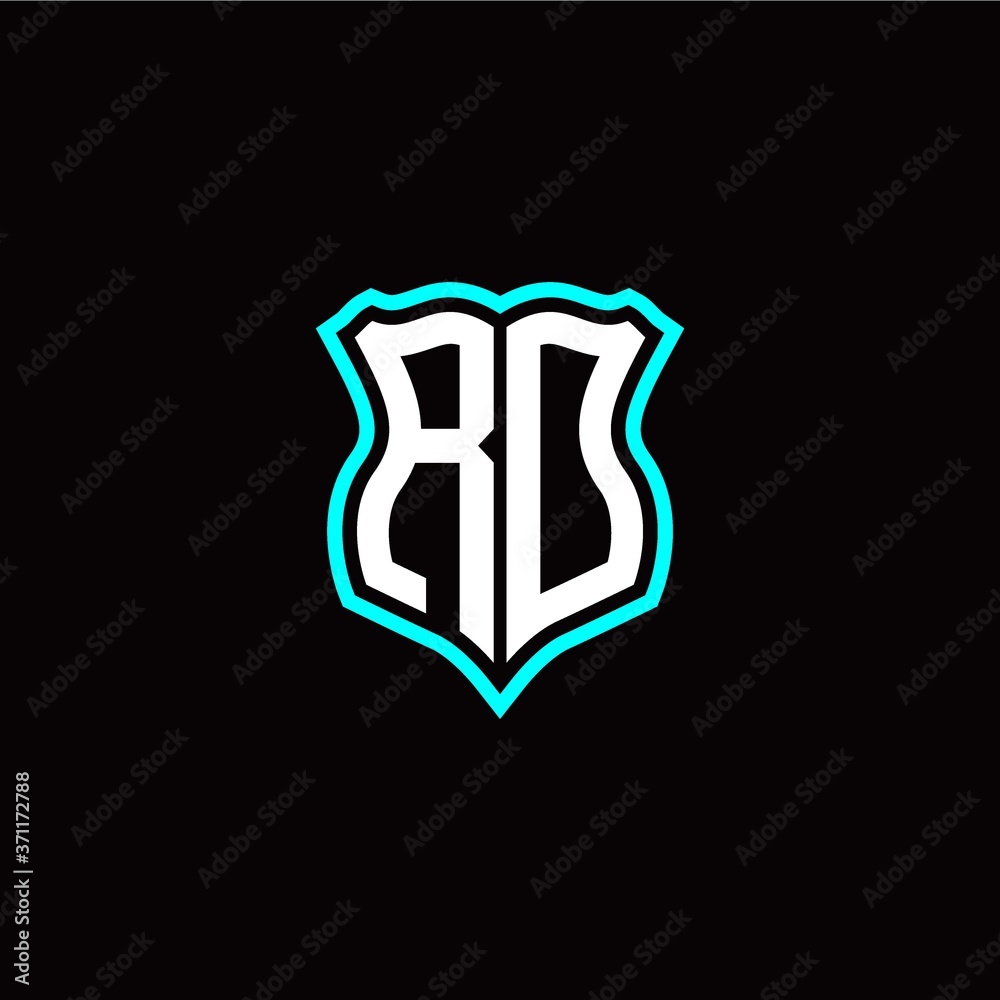 Initial R O letter with shield style logo template vector