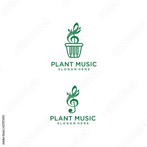 logo inspiration: an elegant mix of music and leaves