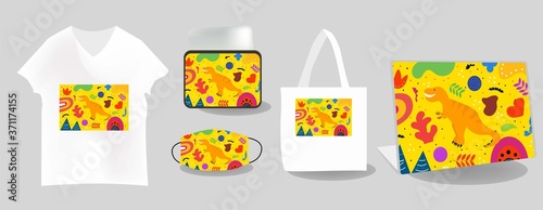 Cute Illustration art Prehistoric an pattern background. can be applied on the watch, totebag. souvenirs, tshirt, stickers, phone cases, pillows, laptop skins, travel mugs, masks, pin buttons