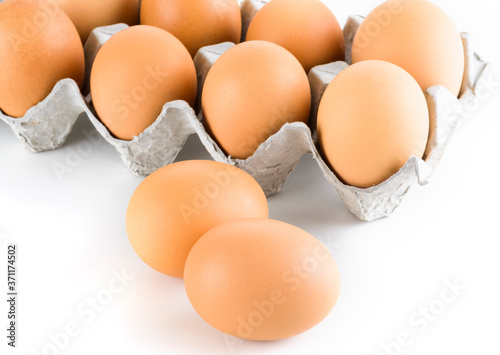 The eggs isolated on the white background