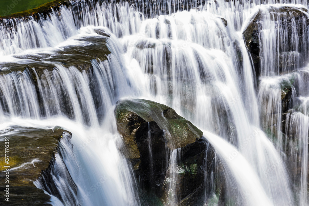 Close-up of the waterfall, natural background