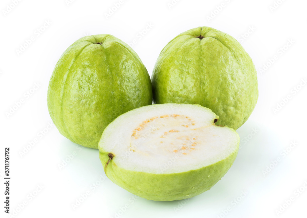 sliced of guava on white background sliced of guava on white background