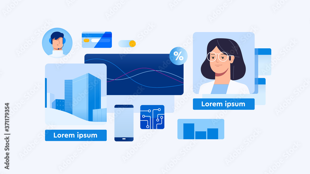 Obraz premium Finance management UI illustration.Business planning and sales growth. Sales promotion and comercial operations concept. 