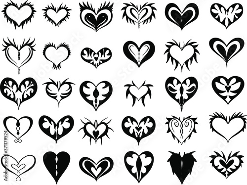 30 Jagged Alternative Heart Logo Illustrations Collection