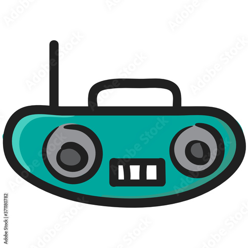 Cassette player icon in modern hand drawn design 