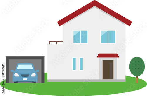 住宅　車　庭