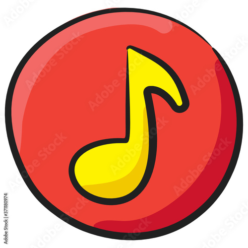 
Sound playing interface, music button icon in doodle design.
