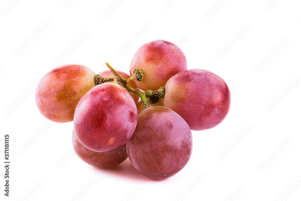 Ripe red grape isolated on white background.