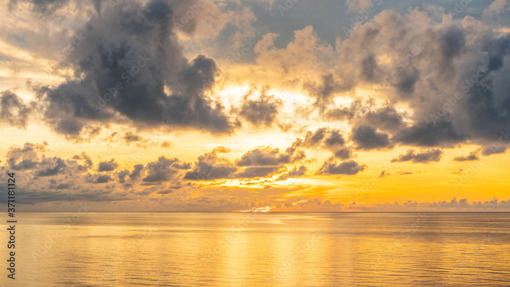 Beautiful sunset on the sea at golden hour