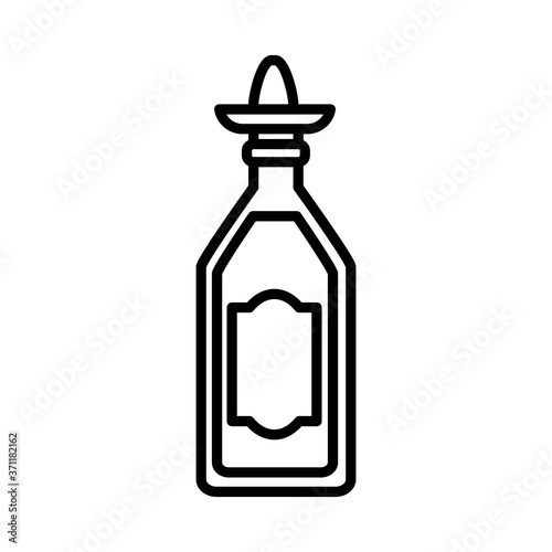 mexican tequila bottle icon, line style