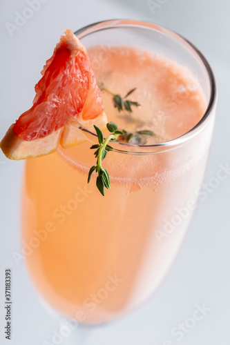 Grapefruit mimosa cocktail detail