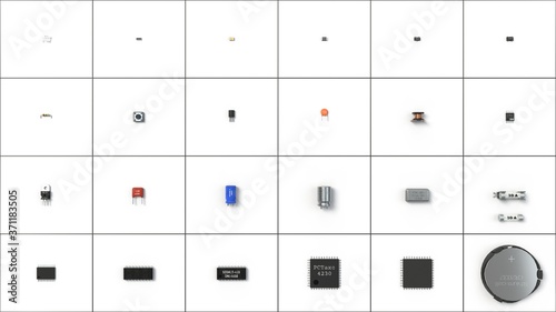 computer electronic components. 3d illustration, suitable for repair, computer and electronic themes.