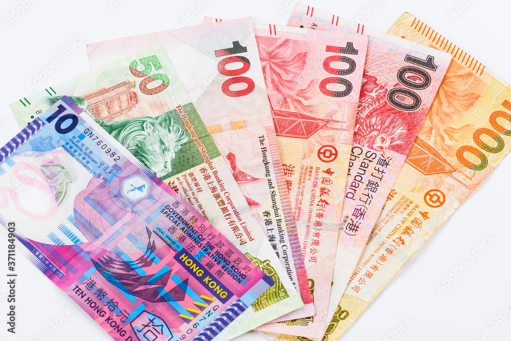 hong kong banknotes isolated on white background hong kong banknotes isolated on white background
