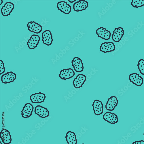 Black line Chicken nuggets icon isolated seamless pattern on green background. Vector Illustration.