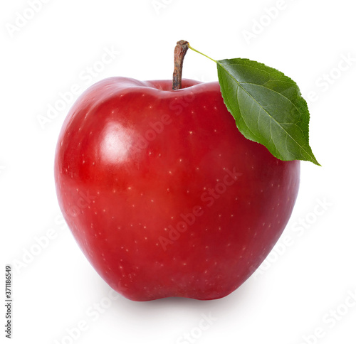 Ripe red apple isolated on white background. Full depth of field.